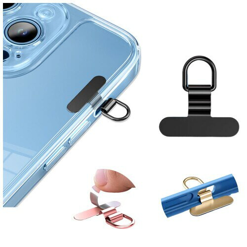スマホ ストラップホルダー ステンレス製タグパッチ 携帯ストラップホルダー 薄型 金属製で丈夫 10kgま..