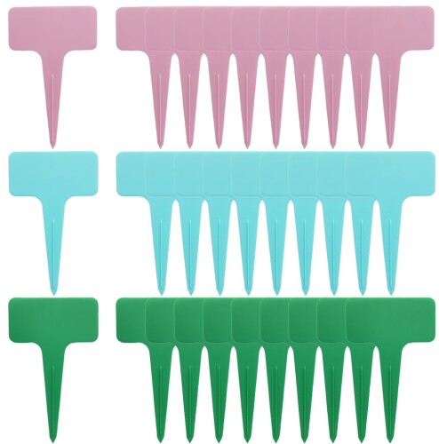 園芸ラベル ガーデニング 植物タグ 再使用可能 T型 花壇 30枚セット PP素材 鉢植 プランター 立型ラベ..