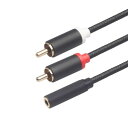 RCAケーブル 3.5mm(メス) - 2RCA(オス) ステレオミニプラグ変換ケーブル 多重シールド 赤白ケーブル Y型 金メッキ端子 ステレオ オーディオケーブル HDTV/スピーカー/アンプ 0.3m