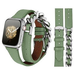 (HANDODO) Apple Watch バンド レディース 本革 41mm 40mm 38mm アップルウォッチ バンド ステンレス チェーン おしゃれ 可愛い ビジネス データ プレゼント Series 9/8/7/6/5/4/3/2/1/SE/SE2 交換ベルト iWatch