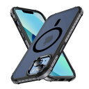 iPhone 14 ケース メタルボタン 半透明 MagSafe対応 iphone14 カバー マグネット搭載 アイフォン 14 用 カバー 耐衝撃 マット感 スマホケース iphone 14 黄ばみなし PinLiSheng,黒グレー