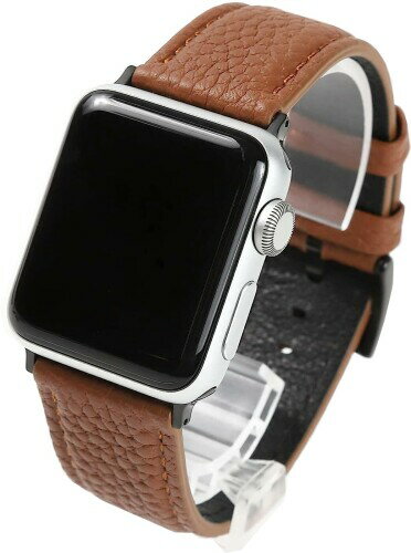Apple Watch 対応ベルト コンパチブル 時計バンド シボ革 本革レザー アップルウォッチ交換ストラップ iWatch 38mm 40mm 41mm 42mm 44mm 45mm Watch Series 6/SE/5/4/3/2/1に対応 Apple Watch band (38mm/40mm/41mm, ブラ