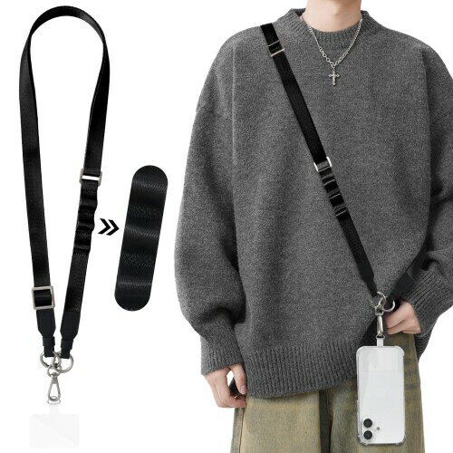 (Tonriga) スマホ ショルダーストラップ スマホストラップ 肩掛け/斜めがけ/首掛け 携帯ストラップ 長さ調整可能 スマホ ネックストラップ 携帯ショルダー 落下防止 撮影用 紛失 ブラック