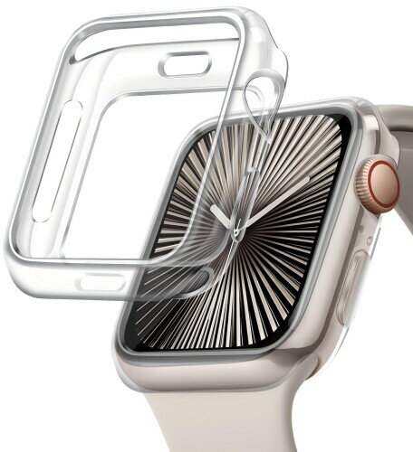 JR.DM Apple Watch Series 10 42mm用 ケース TPUソフト 極薄軽量 全面保護 傷防止 衝撃吸収 画面タッチ可能 ゴールド 液晶覆わないタイプ（クリア）