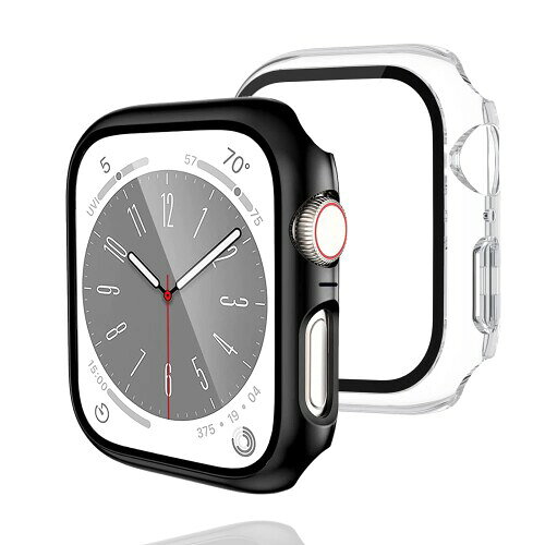 colaxuyi Apple Watch 8 7 用 ケース 41mm 一体型 全面保護 アップルウォッチ8 7 カバー キズ防止 曇らない マット 取り付け簡単 軽量 指紋防止 薄型 シリーズ8 7 保護フィルム 41mm ブラック+クリア