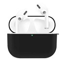 GPGL AirPods Pro ケース AirPods Pro イヤホン ケースカバー 液状シリコンケース 分離型 耐衝撃 全面保護 LED可視 首掛けストラップ付き カラビナ付き 紛失防止 ブラック(2)