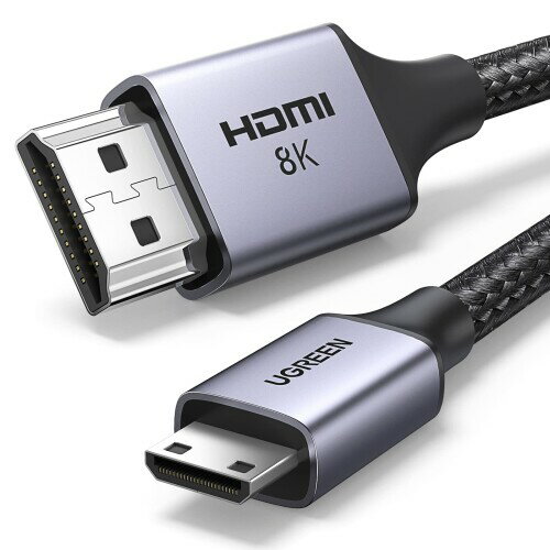 UGREEN hdmi ミニhdmi 変換ケーブル hdmi 2.1 8K＠60Hz mini hdmi 変換アダプタ 8K ミニhdmiケーブル 1M 双方向通信 テレビ モバイルモニタ カメラ パソコンなどに適用 (HDMIタイプAオス-ミニタイプCオス)