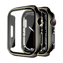 YUGYUG 対応 Apple Watch 9/8/7 45mm ケース アップルウォッチ9/8/7 45mm ケース PC素材 光沢式 アップルウォッチ カバー ガラスフィルム 一体型 日本旭硝子材 二重構造 Apple Watch カバー 全面保護 強(2)