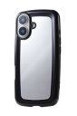 エレコム iPhone 16 ケース ぷっくり 耐衝撃 背面硬度5H 背面ミラー ハイブリッド 薄型 軽量 ワイヤレス充電対応 ストラップホール付き ストラップホルダーシート付 ブラックフレーム×ミ