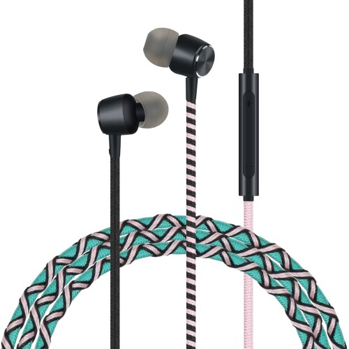 URIZONSカラー編み糸3.5 mmイヤホン有線-有線イヤホン入耳式耳栓巻き防止汚れ防止子供向け3.5 MM丸穴の携帯電話