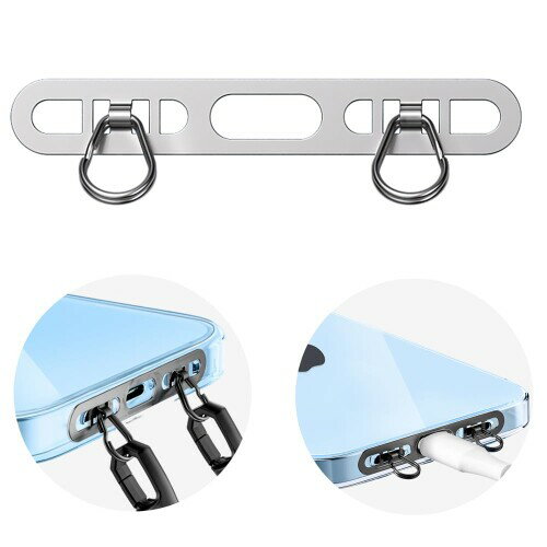 (Turkalla) スマホ ストラップホルダー 2口タイプ ダブルリング タグパッチ 極薄0.4mm ステンレス製 薄..