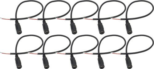 オーディオファン DCジャック 結線用コード 外径5.5 内径2.1 約30cm ブラック 10点セット