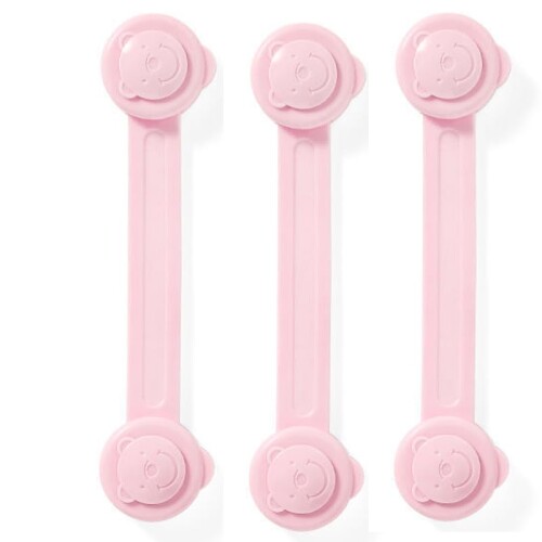 家具転倒防止 地震対策 ストッパー 取り付けは簡単 転倒防止 ベルト 穴あけ不要 長さ調整が可能 食器棚 本棚 家具 固定 耐震 ベルト 粘着 転倒防止器具 (ピンク, 3パック)(3)