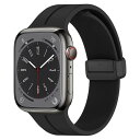 磁気バックルデザインウォッチバンドコンパチブル Apple Watch バンド 42mm 44mm 45mm 49mm、防水スポーツ調整可能で快適なソフトシリコンブレスレット iWatch Ultra シリーズ 8 7 6 5 4 3 2 1 SE 用 黒