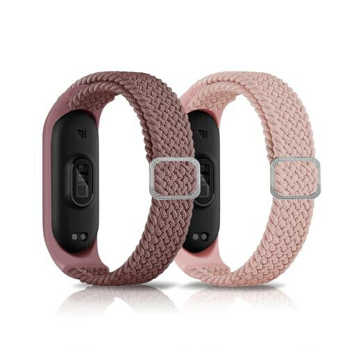 (LanQii) バンド Xiaomi Smart Band 7/6/5 /Xiaomi Mi Band 7/6/5 対応 ナイロン バンド 編み込み スポーツ用 Xiaomi Smart Band 7/6/5 (Xiaomi Mi Band 7/6/5) 対応 長さ無段階調整 柔軟 防汗 夏向け-スモークパープル/