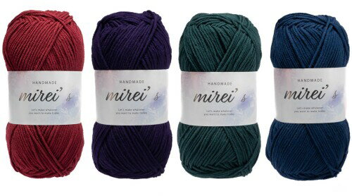 ミレイズコットンヤーン 並太 毛糸 4色セット 1玉約100g210m かぎ針編み 編み物 (winter)