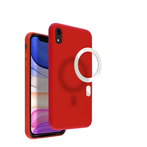 VECI iPhone XR マグネットケース、マグセーフアクセサリー対応、シリコン素材、内蔵マグネット (MagSafe) (iPhone XR, Red)