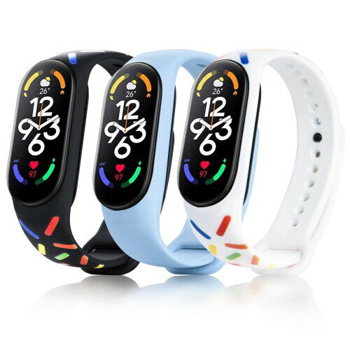 (aceyoon) for Xiaomi Smart Band 7 / 6 / 5 ストラップ for MI Band 替えバンド 黒・白柄入り 空色 3..