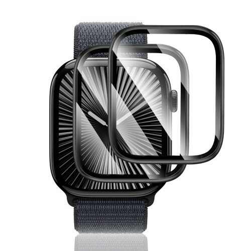 FEEKI 対応 Apple Watch フィルム 46mm 45mm 44mm 42mm 41mm 40mm 対応 Apple Watch Series 11/10/9/8/7/6/5/4/SE 対応 アルミニウム合金金属フレーム+9H強化ガラス 保護フィルム 高光透過率 耐衝撃 キズに強い 気泡
