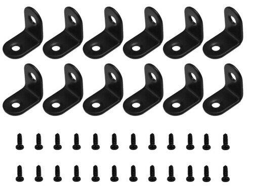 オーディオファン L字金具 棚受け 艶消しブラック 木ネジ付き 27mm×27mm×2mm 12点セット