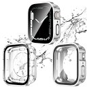 Apple Watch 用 防水ケース 41mm アップルウォッチ カバー 直角エッジデザイン 2 in 1 全面保護 アップルウォッチ Series 9/8/7 カバー ガラスフィルム 一体型 二重構造 PC環保素材 一体型カバー背