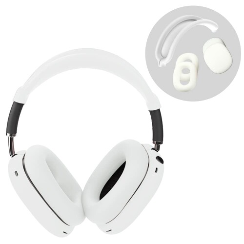 G&J 3sets of AirPods Max Headphone Total Cover. Headphone, Earpads and Headband Cover. Premium Silicone.Scratch Prevention,Drop Prevention,Waterproof and Dustproof (AirPods Max, WHITE)