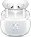 ワイヤレスイヤホン、LED表示付き充電ケース、Bluetooth イヤホン、マイク付きイヤホン、片耳/両耳用、タッチ操作 記憶機能で自動ペアリング、ホワイト(2)