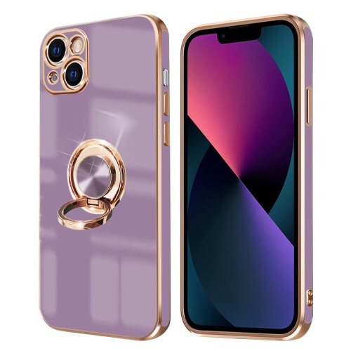 iPhone 13 ケース リング付き アイフォン13 リング カバー 全面保護 スマホケース TPU 耐衝撃 スタンド機能 車載スタンド対応 ストラップホール付き 擦り傷防止 メッキ加工 6.1インチ（パー