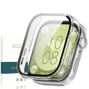 PRODELI For HUAWEI WATCH FIT3 専用 ケース+ガラスフイルム(2024) 軽量 PC+ガラス 取り付け簡単 一体型 キズ防止 huawei fit 3 用 保護カバー (透明)(2)