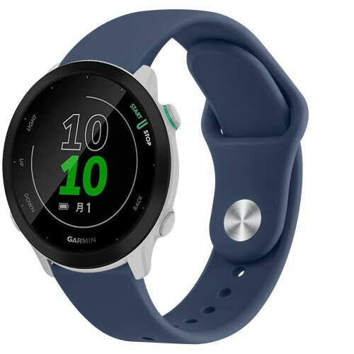 コンパチブル Garmin ForeAthlete 55 / ForeAthlete 245/245M / ForeAthlete 645/645M用バンド 交換ベルト,20mm 柔らかい シリコンバンド 調節可能 (ネイビー)