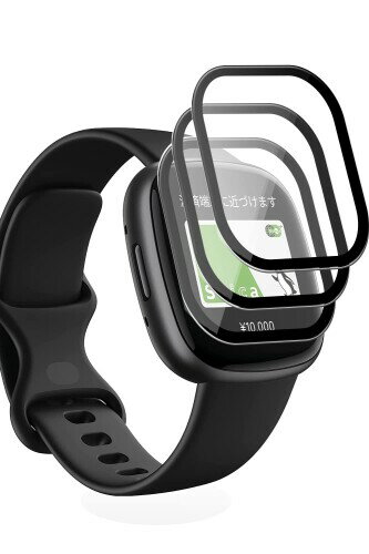 Fitbit Versa4/Serse2 フィルム for Fitbit Versa4保護フィルム Fitbit Serse2 液晶保護カバー PET素材 耐衝撃 全面保護 高透過率 貼り付け簡単 気泡防止 指紋防止 非ガラスフィルム ラウンドエッジ加工
