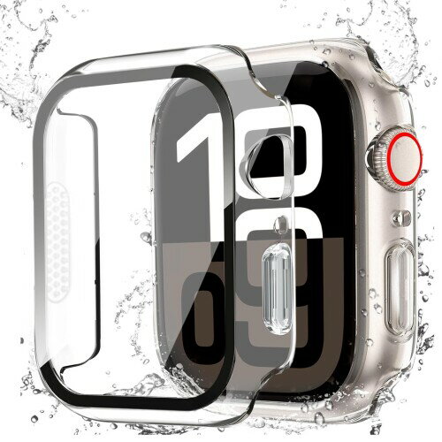 ?ATTKAI for アップルウォッチ カバー Series 10/9/8/7/6/5/4/SE2/SE for Apple Watch カバー 防水 一体型 PC素材 硬度9H強化ガラス 高透過率 指紋防止 超薄型 耐衝撃 全面保護 for Apple Watch ケース (45mm，ク