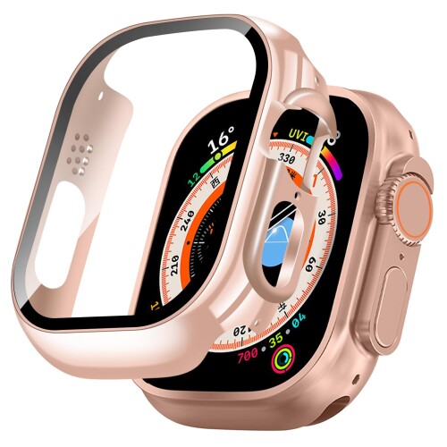 TEMEDO 対応 Apple Watch ケース Ultra 3/2/1 アップルウォッチ カバー PC素材 メッキ加工 Apple Watch カバー 全面保護 二重構造 アップルウォッチ ケース ガラスフィルム 一体型 高耐久 高透過率 装