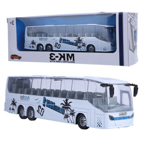 バスのおもちゃ、精巧な技量 合金素材バスモデル無臭1:50子供用コレクション(白い)