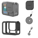 GoPro HERO13 Black 対応 シリコンカバー 保護ケース HERO13 Black アクセサリー/シリコンケース/紛失防止ストラップ/ネックストラップ/レンズキャップ (4IN1 セット) (Black)