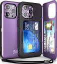 TORU CX SLIM iPhone14Pro ケース | 隠れた 手帳型 収納背面 3枚 カード | 2重構造 耐衝撃 IC カード ポケット パススリム ケース (ストラップ, ミラー 含ま) - ラベンダーパープル