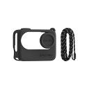 MAXOLA Insta360 GO 3S対応Iシリカゲルカバー親指カメラレンズカバーカバーカバーカバーカバーストラップ(充電ケースシリカゲルカバー+レンズカバー+ストラップ) (黒)