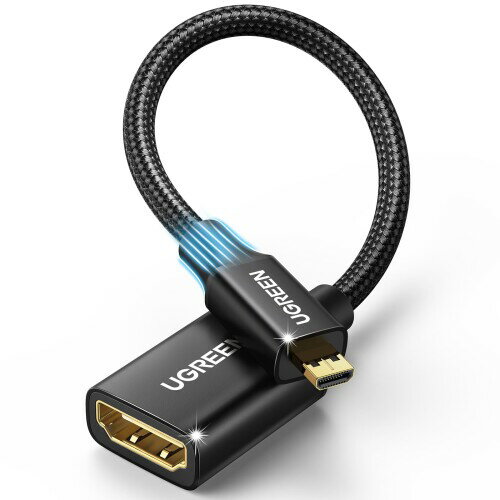 UGREEN Micro HDMIP[u Micro HDMI to HDMIϊA_v^[ micro-hdmi hdmi ϊ 3D 4K 60Hz J Gopro Yoga Ή iC҂ ubN 25cm