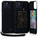 TORU CX PRO iPhone 11 Pro Max ケース カード 収納背面 3枚 カード入れ カバ- (ライトニング アダプタ, ストラップ, ミラー 含ま) - アイフォン11 Pro Max 用 - ブラック