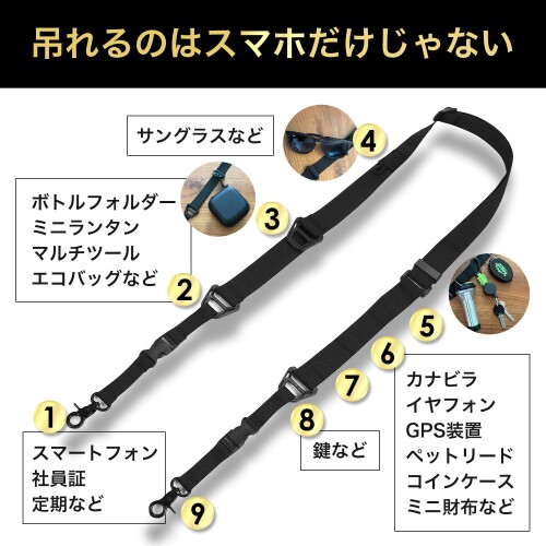 (SasuGadget) サスガジェット (ホルダー付) ショルダーストラップ スマホストラップ スマホショルダー 携帯ストラップ 斜め掛け 首掛け ネックストラップ 紐 太め (ワインレッド) mabashistore-10383093 まばし商店 サンプル画像3