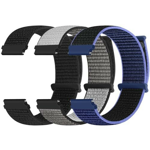 (Acortjl) 時計バンド 18mm 20mm 22mm クイックリリース ナイロン スポーツ ループ 時計バンド 調節可能 通気性 交換用ストラップ 女性用 男性用 3パック