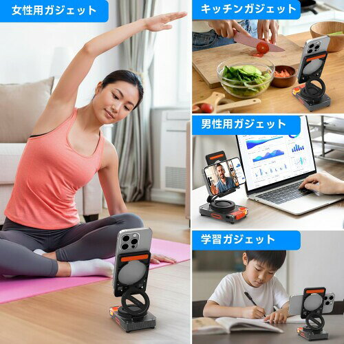 ANCwear スマホスタンド付き Bluetooth 5.4 スピーカー 大音量｜角度調整可能 卓上ポータブルスピーカー｜TF/microSD対応｜在宅ワーク・動画視聴に｜デスク用ガジェット｜プレゼントにも ブラ mabashistore-10291109 まばし商店 サンプル画像3