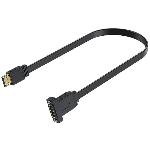 Poyiccot 4K HDMI 延長ケーブル、HDMI フラットケーブル 平型 薄型 、HDMI 2.0 延長コード 超薄型スリムHDMIコード、 HDMI 延長コードパネルマウントプラグ付き TV Xbox 対応(50cm)