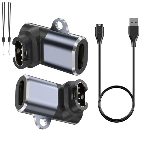 ガーミンUSB充電ケーブル1M GARMIN Watchスマート,2個L字型 Type-C変換アダプタ 対応Fenix 7 7S 7X 6 6S 6X 5 5S、Forerunner 945/935/245M/45/45S、Vivoactive 3/4/4S
