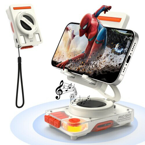 ANCwear ポータブルBluetoothスピーカー(TFカードスロット搭載)& スマホスタンド(ワイヤレスBluetooth5.4対応) - クールで個性的...