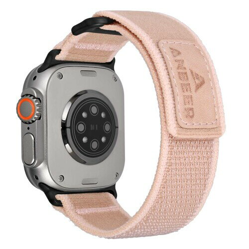 Anbeer コンパチブル アップルウォッチ バンド ナイロン ユニバーサル ループ ナイロンバンド ナイロン ストラップ 本革ラベル付きバンド Apple Watch バンド 無段階調整 交換ベルト 44mm 45mm 4
