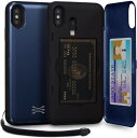 TORU CX PRO iPhone Xs Max ケース カード ブルー 収納背面 3枚 カード入れ カバ- (ライトニング アダプタ, ストラップ, ミラー 含ま) - アイフォンXs Max 用 - ネイビーブルー