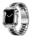 コンパチブル Apple Watch バンド 46mm 45mm 44mm 42mm 41mm 40mm 38mm コンパチブル アップルウォッチバンド ステンレス シルバー ブラック ポリッシュTPUケース コンパチブルiWatch ベルト Series 10/9/8/7/