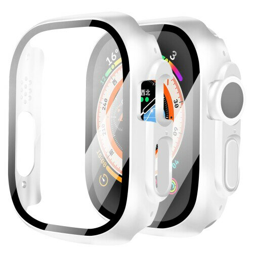 YUGYUG 対応 Apple Watch ケース Ultra 3/2/1 Apple Watch カバー PC素材 アップルウォッチ ケース ガラスフィルム 一体型 日本旭硝子材 二重構造 アップルウォッチ カバー 全面保護 強化ガラス キズ
