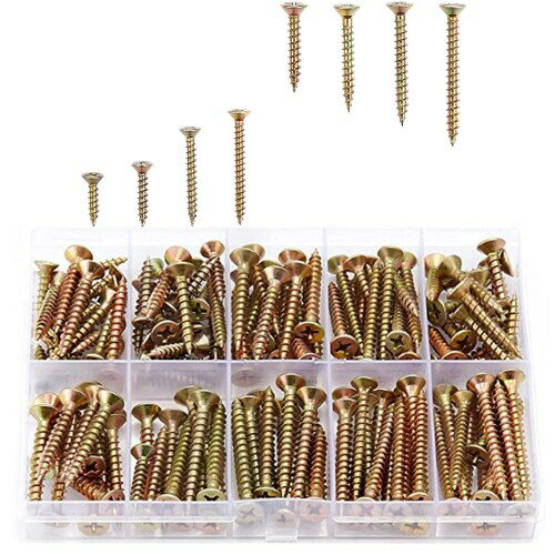 木ネジセット 十字穴付皿木ねじ イズ 全ネジ M3.5mm x 16mm/20mm/30mm/35mm M4.0mm x 25mm/30mm/35mm/4..